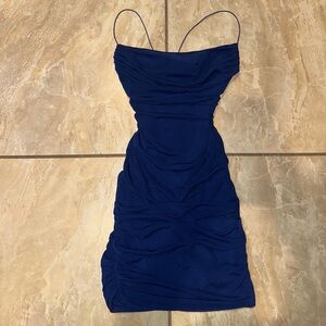 NWT Thinking Of You Ruched Bodycon Mini Dress in Blue Size 8